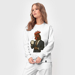 Костюм хлопковый женский Петух бизнесмен, цвет: белый — фото 2