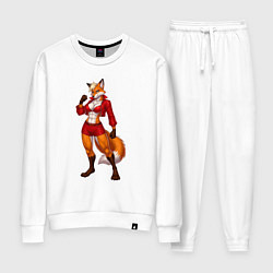 Костюм хлопковый женский Красивая спортивная лисица, цвет: белый