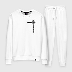 Костюм хлопковый женский Симъ победиши узорный текст, цвет: белый