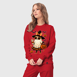 Костюм хлопковый женский Модное привидение с кофе на хэллоуин, цвет: красный — фото 2