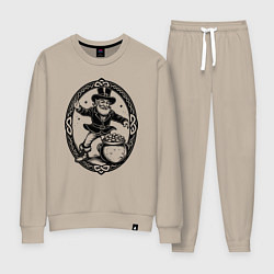 Костюм хлопковый женский Лепрекон с горшочком золота, цвет: миндальный