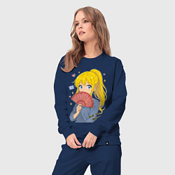 Костюм хлопковый женский Ёроко с веером, цвет: тёмно-синий — фото 2