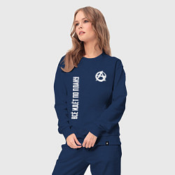 Костюм хлопковый женский Всё идёт по плану - со знаком анархии, цвет: тёмно-синий — фото 2