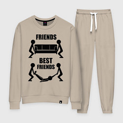 Костюм хлопковый женский Best friends, цвет: миндальный