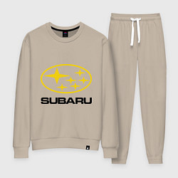 Костюм хлопковый женский Subaru Logo, цвет: миндальный