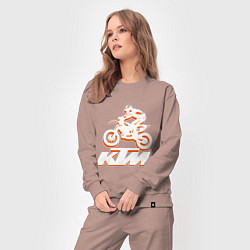 Костюм хлопковый женский KTM белый, цвет: пыльно-розовый — фото 2