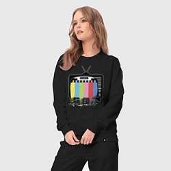 Костюм хлопковый женский Телевизор, цвет: черный — фото 2