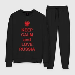 Костюм хлопковый женский Keep Calm & Love Russia, цвет: черный