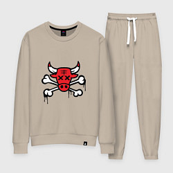 Костюм хлопковый женский Chicago Bulls (череп), цвет: миндальный