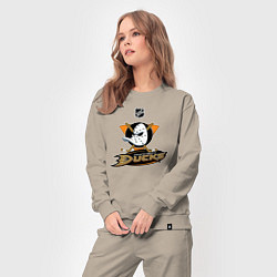Костюм хлопковый женский NHL: Anaheim Ducks, цвет: миндальный — фото 2