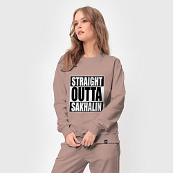 Костюм хлопковый женский Straight Outta Sakhalin, цвет: пыльно-розовый — фото 2