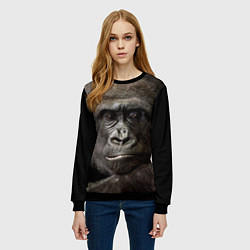 Свитшот женский Глаза гориллы, цвет: 3D-черный — фото 2