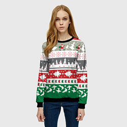 Свитшот женский Новогодний орнамент, цвет: 3D-черный — фото 2