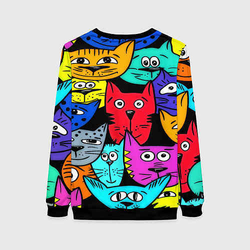 Женский свитшот Кошачьи мордочки / 3D-Черный – фото 2