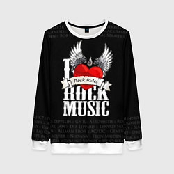 Свитшот женский I Love Rock Music, цвет: 3D-белый