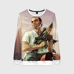 Свитшот женский GTA 5: Trevor with a gun, цвет: 3D-белый