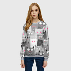 Свитшот женский Котейки 2, цвет: 3D-меланж — фото 2