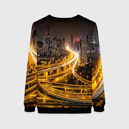 Женский свитшот Шанхай - авторазвязка / 3D-Черный – фото 2