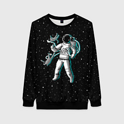 Свитшот женский Космонавт с котами, цвет: 3D-черный