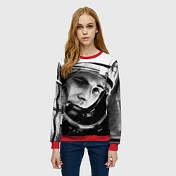 Свитшот женский Гагарин космонавт, цвет: 3D-красный — фото 2