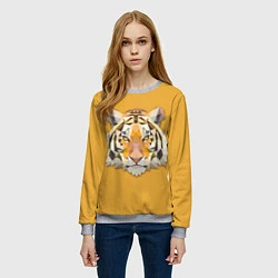 Свитшот женский Геометрический тигр, цвет: 3D-меланж — фото 2