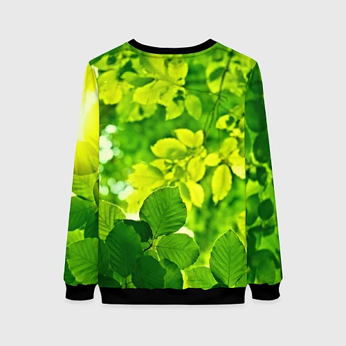 Женский свитшот Зелёные листья / 3D-Черный – фото 2