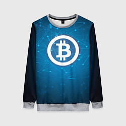 Свитшот женский Bitcoin Blue, цвет: 3D-меланж