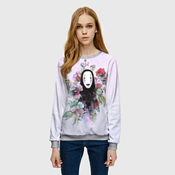 Свитшот женский Безликий в цветах, цвет: 3D-меланж — фото 2