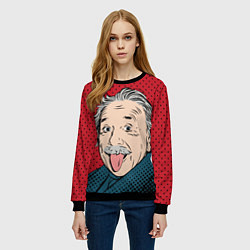 Свитшот женский Альберт Эйнштейн: Поп-арт, цвет: 3D-черный — фото 2