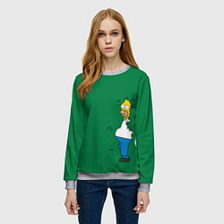 Свитшот женский Гомер в кустах, цвет: 3D-меланж — фото 2