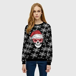 Свитшот женский Santa Skull хипстер, цвет: 3D-черный — фото 2