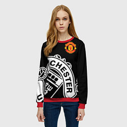 Свитшот женский Man United: Black Collection, цвет: 3D-красный — фото 2