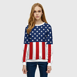 Свитшот женский Флаг США, цвет: 3D-белый — фото 2