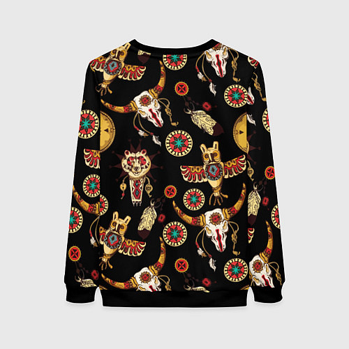 Женский свитшот Индейские культовые символы / 3D-Черный – фото 2