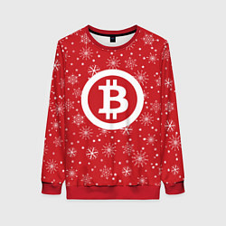 Свитшот женский Bitcoin: New Year, цвет: 3D-красный