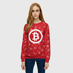 Свитшот женский Bitcoin: New Year, цвет: 3D-красный — фото 2