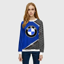 Свитшот женский BMW: Blue Metallic, цвет: 3D-белый — фото 2