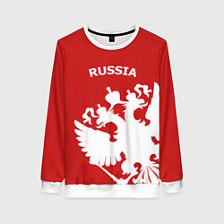 Свитшот женский Russia: Red & White, цвет: 3D-белый
