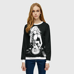Свитшот женский Рокерская душа, цвет: 3D-белый — фото 2