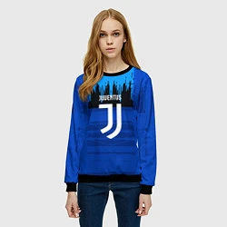 Свитшот женский FC Juventus: Blue Abstract, цвет: 3D-черный — фото 2