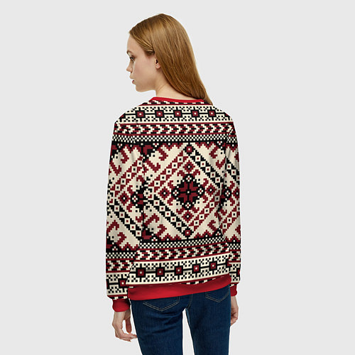 Женский свитшот Славянский орнамент / 3D-Красный – фото 4