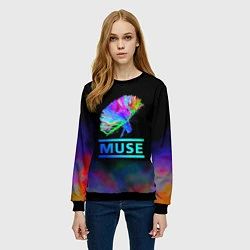 Свитшот женский Muse: Neon Flower, цвет: 3D-черный — фото 2
