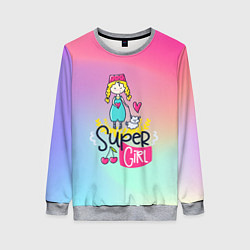 Свитшот женский SUPER GIRL, цвет: 3D-меланж