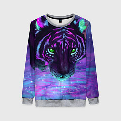 Свитшот женский Неоновый тигр, цвет: 3D-меланж