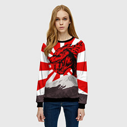 Свитшот женский Japanese Godzilla, цвет: 3D-черный — фото 2