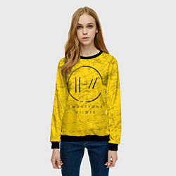 Свитшот женский 21 Pilots: Yellow Grunge, цвет: 3D-черный — фото 2