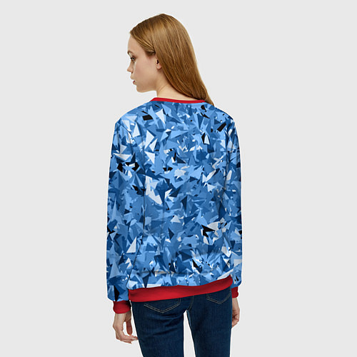 Женский свитшот Сине-бело-голубой лев / 3D-Красный – фото 4