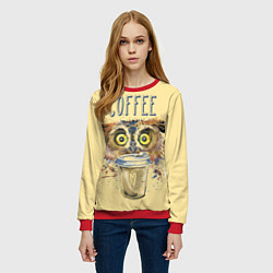 Свитшот женский Owls like coffee, цвет: 3D-красный — фото 2