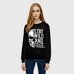 Свитшот женский Stay wild and free, цвет: 3D-черный — фото 2