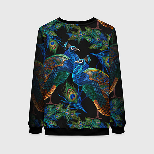 Женский свитшот Павлины - вышивка гладью / 3D-Черный – фото 2